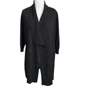 Eileen Fisher Charcoal Grey Long Open Front Cotton
Cardigan Jacket Size XL